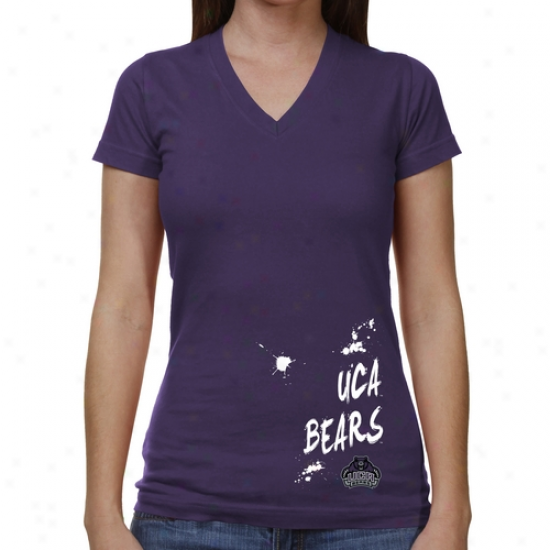 Central Arkansas Bears Ladies Paint Strokes V-neck T-shirt - Purple
