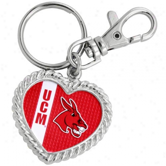 Central Missouri Mules Silvertone Heart Keychain-