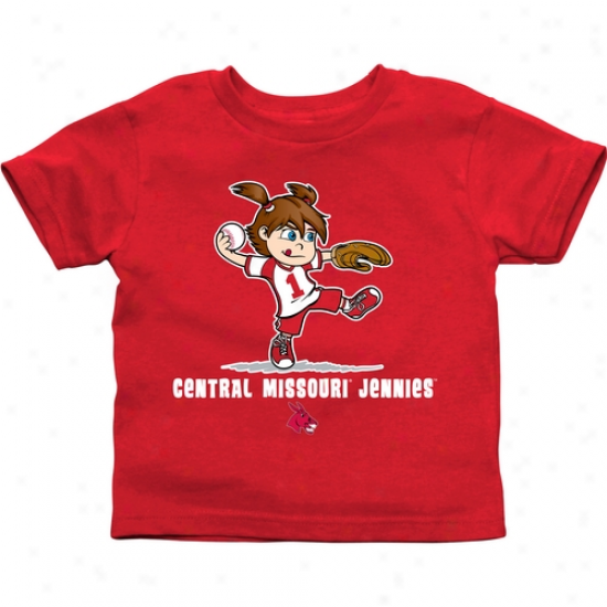 Central Missouri Mules Toddler Girls Softball T-shirt - Cardinal