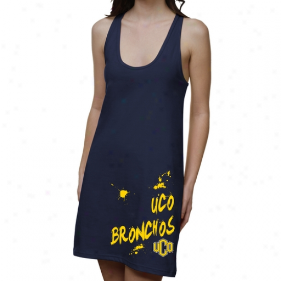 Central Oklahoma Bronchos Ladies Paint Strokes Junior'a Racerback Dress - Navy Blue