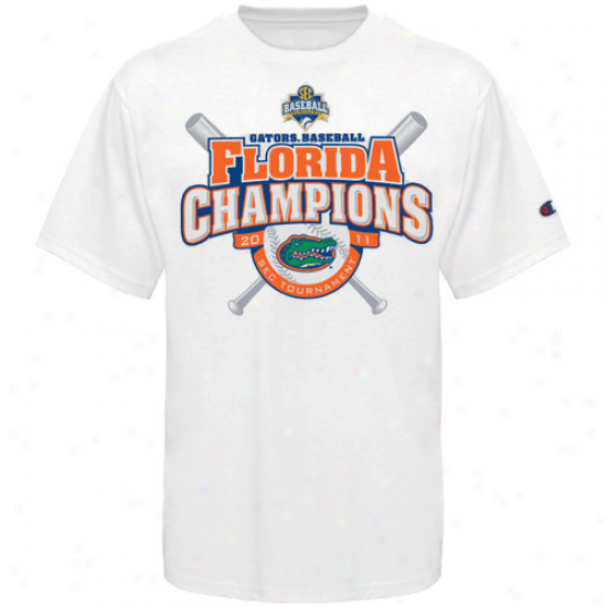 Champion Florida Gators 2011 Ncaa Sec Baseball Tournament Champions Locker Rooj T-shirt - White