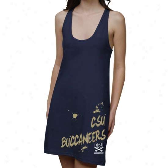 Charleston Southerly Buccaneers Ladies Paint Strokes Junior's Raceback Drses - Navy Blue