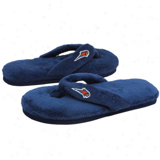 Charlotte Bobcats Ladies Navy Blue Plush Thong Flip Flop Slippers