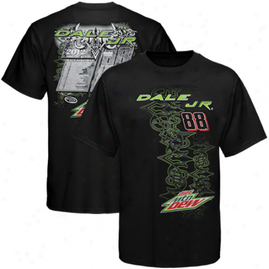 Checkered Flag Dale Earnhardt Jr. 20l2 Driver Schedule Qualifier T-shirt - Black