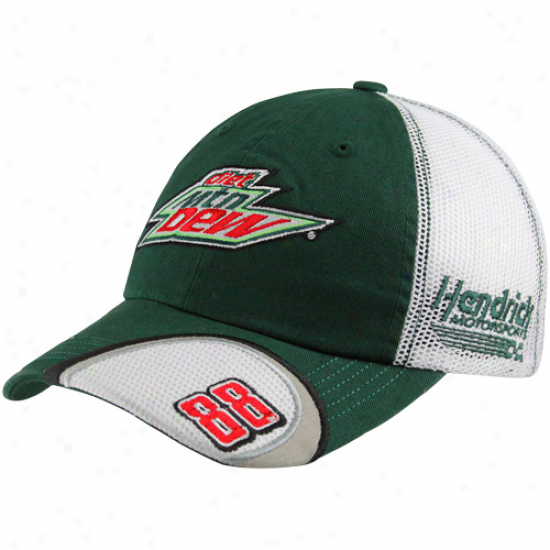 Checkered Flag Dale Eranhardt Jr. Green-white Old School Team Mesh Back Adjustable Hat