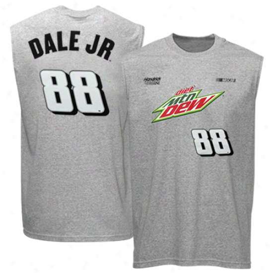 Checkerrd Flag Dale Earnhardt Jr. Sponsor Driver Sleevleess T-shirt - Ash