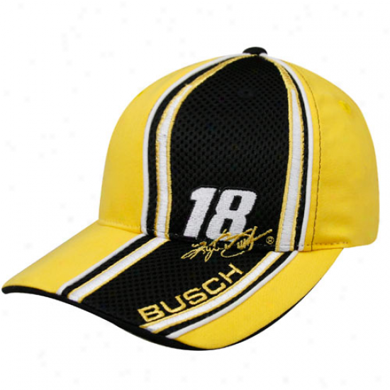 Checkered Flag Kurt Busch Yellow Qualifier Adjustable Hat