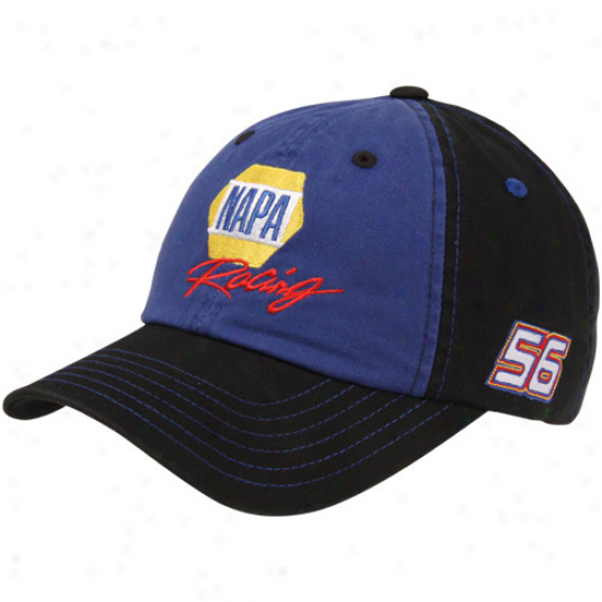 Checkered Flag Martin Truex Jr. Napa Racing Fan Adjustable Hat - Blue-black