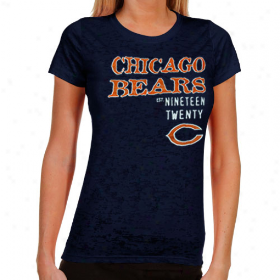 Chhicago Bears Ladies Shotgun Shine Burnout T-shirt - Navy Blue