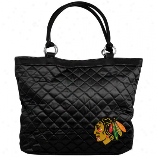 Chicago Blackhawks Ladies Black Quilted Tote Bag