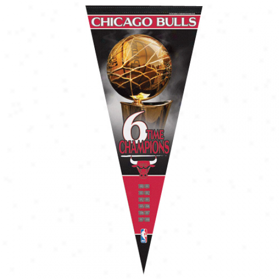 Chicago Bulls 17'' X 40'' 6-time Champions Premium Pennant