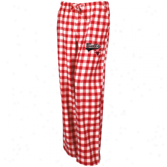 Chicago Bulls Ladies Red-white Paramount Plaid Pajama Pants