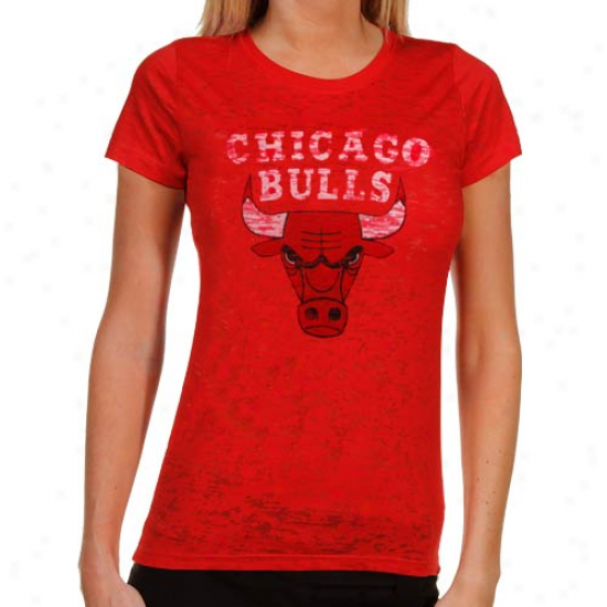 Chicago Bulls Ladies Sheer Pride Burnout Premium T-shirt - Red