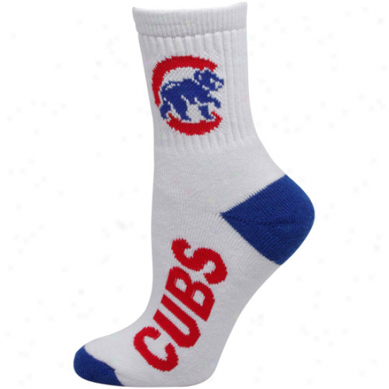 Chicago Cubs Womens Dual-color Team Logo Crew Socks - White