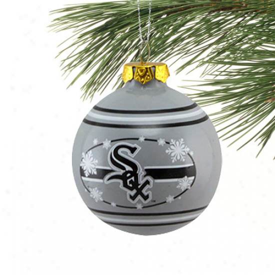 Chicago White Sox White Snowflake Glass Ball Ornament