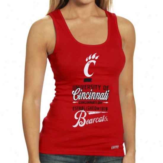 Cincinnati Bearcats Ladies Red Distressed Boy Beater Tank Top