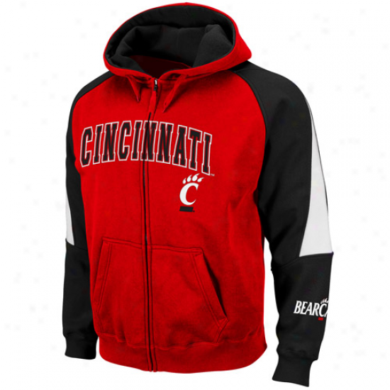 Cincinnati Bearcats Red-black Playmaker Full Zip Hoodie Sweatshirt