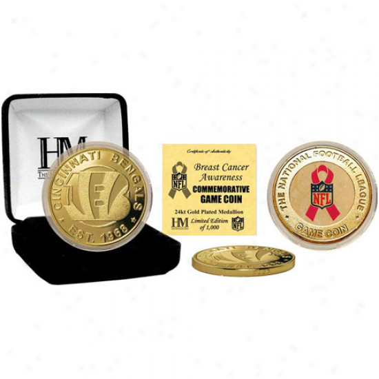 Cincinnati Bengals 24kt Gold Breast Cancer Awareness Commemorative Game Coin