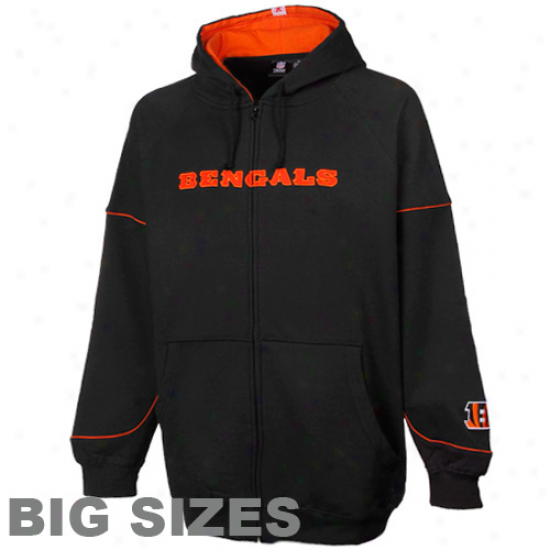 Cincinnati Bengals Black Overtime Victory Full Zip Big Sizes Hoodie Sweatshirt