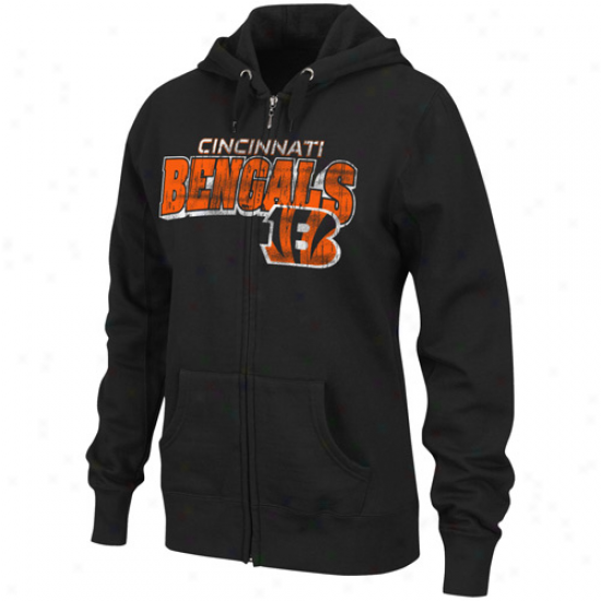 Ckncinnati Bengals Ladies Black Football Classic Iii Full Zip Hoodie Sweatshirt