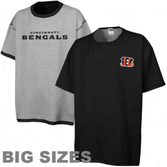 Cincinnati Bengals Mens Big Sizws Reversible T-shirt - Black-ash