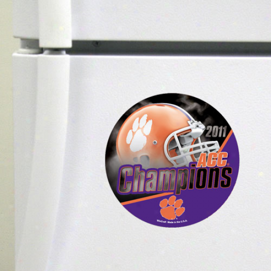 "clemson Tigera 2011 Acc Football Champions 4"" Die Cut Magnet"