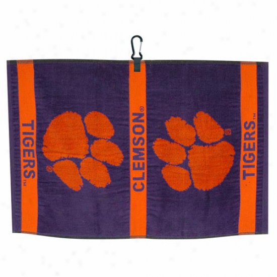 Clemson Tigers Purple Jacquard Woven Golf Towel