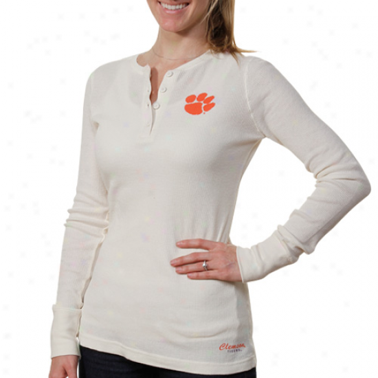 Clemson Tjgers Womens Shadow Thermal T-shirt - Cream