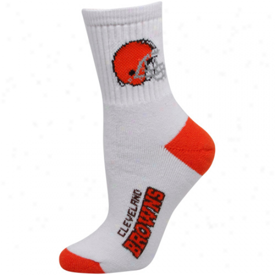 Cleveland Browns Ladies White Dual-color Tem Logo Crew Socks