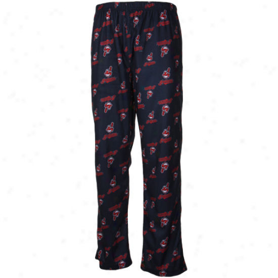 Cleveland Indians Youth Print Pajama Pants - Navy Blue