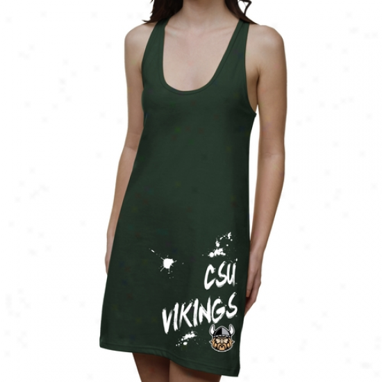 Cleveland State Vikings Ladies Paint Strokes Junior's Racerback Dresss - Green