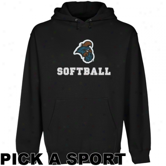 Coastal Carolina Chanticleers Custom Sport Logo Applique Pullover Hoodie - Black