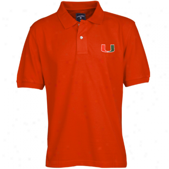 Colony Sportswear Miami Hruricanes Orange Solid Pique Polo