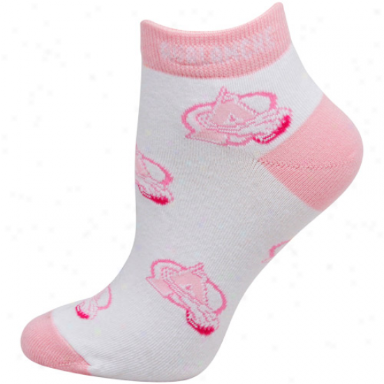 Colorado Avalanche Ladies White-pink Allover Team Logo Ankle Soccks