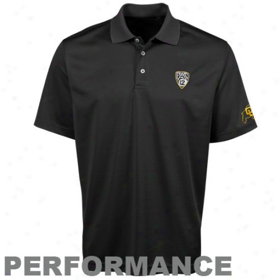 Colorado Buffaloes Black Pac-12 Conference Pique Performance Polo