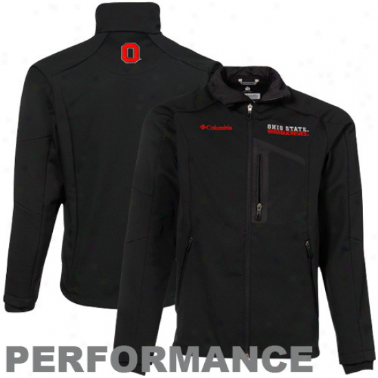 Columbia Ohio State Buckeyes Black Crag Mountain Softshell Comprehensive Zip Performance Jacket