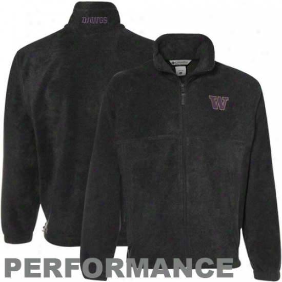 Columbia Washington Huskies Charcoal Flanker Ful iZip Performance Fleece Jacket