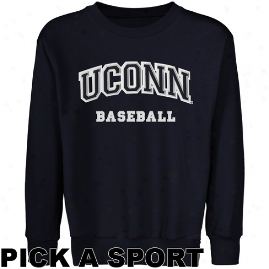 Connecticut Huskies Youth Custom Sport Arch Applique Crew Neck Fleece Sewatshirt - Navy Blue