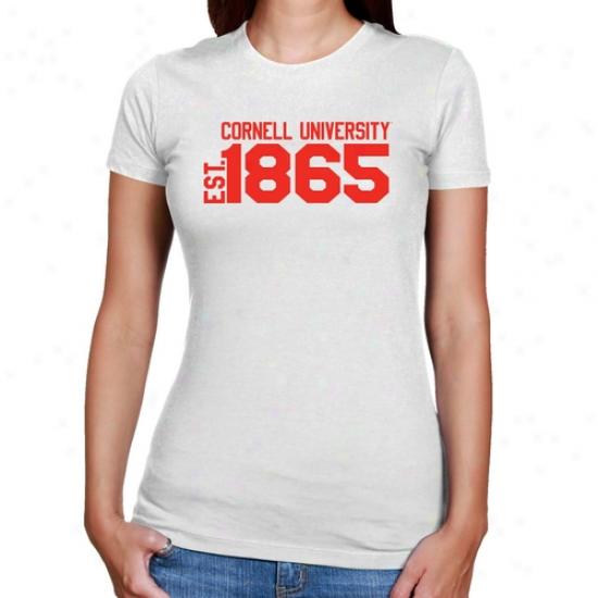 Cornell Big Red Ladies White Est. Date Slim Fit T-shirt