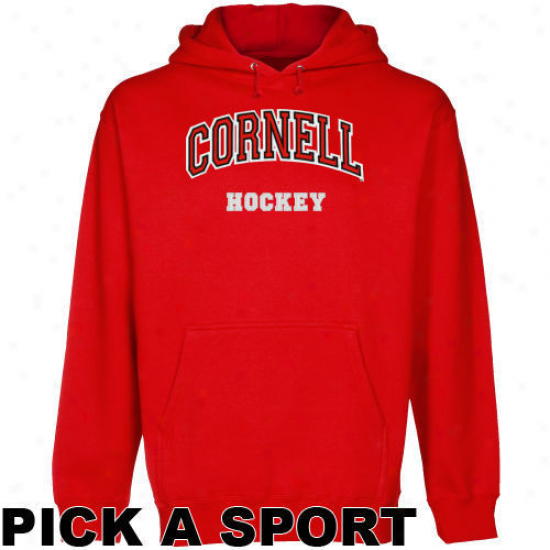 Cornell Great Red Red Custom Sport Arch Applique Midweight Pullover Hoody -