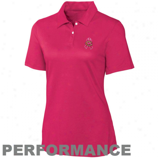 Cutter & Buck Chicago Bears Ladies Pink Breast Cancer Awareness Elliot Bay Perforance Polo