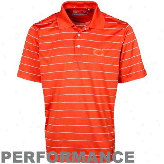 Cutter & Buck Chicago Bears Orange Sweeten Stripe Action Polo