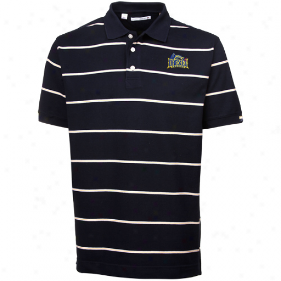 Cuttrr & Buck Drexel Dragons Navy Blue Cullen Pique Striped Polo