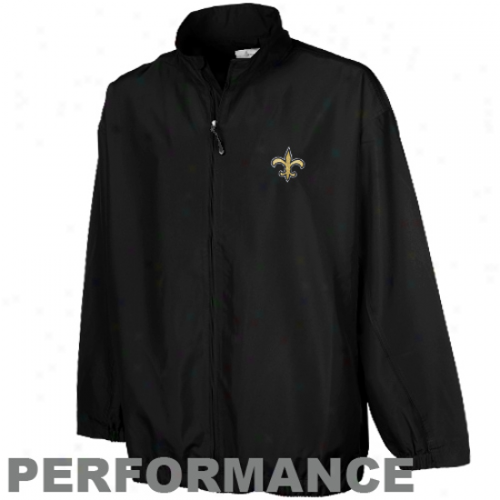 Cutter & Buck New Orleans Saints Black Astute Performance Full Zip Windshirt