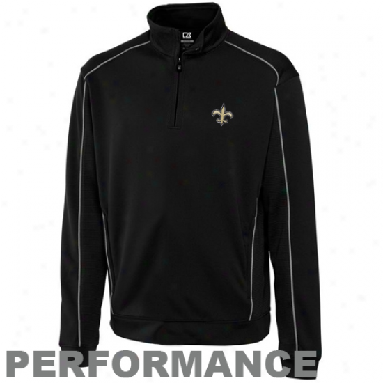 Cutter & Buck New Orleans Saints Edge Quarter Zip Jacket - Black