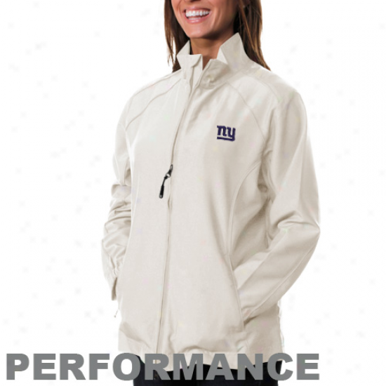 Cutter & Buck New York Gints Ladies White Astute Performance Full Zip Windshirt