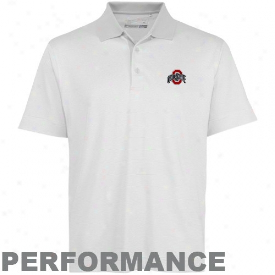 Cutter & Buck Ohio State Buckeyes White Resolute Pe5formance Polo