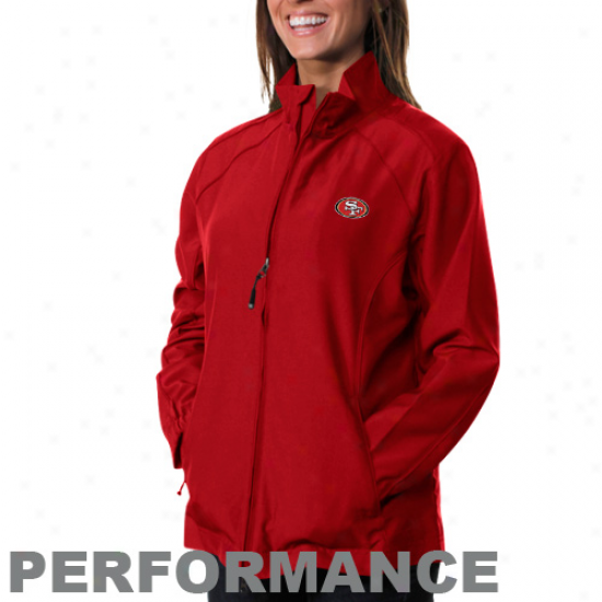 Cutter & Buck San Francisco 49ers Ladies Scarlet Astute Performance Full Zip Windshirt