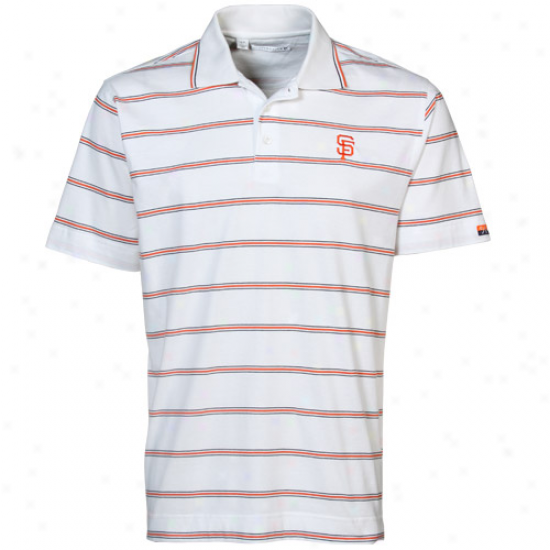 Cutter & Bucm San Francisco Giants White Griffin Bay Striped Polo