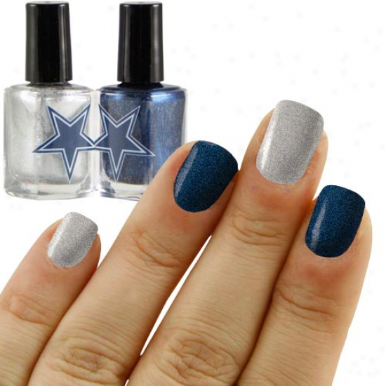 Dallas Cowboys Navy Blue-silver 2-pack Nail Polish